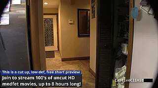 Nurse jewel in latex gloves handcuffs patient for pussy spanking humiliation