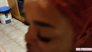 BLACK MONSTER COCK GETS Ebony Deepthroat Blowjob Slow Motion Facial