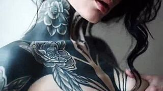 Tattooed models lick and fuck lesbian raw