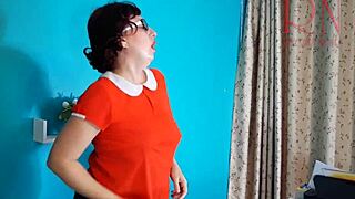 naughty french secretary lifts skirt under desk for pussy flash on retro office cam