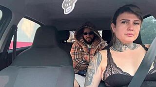 uber driver spreads wet pussy for suspicious passenger's raw car fuck orgasm