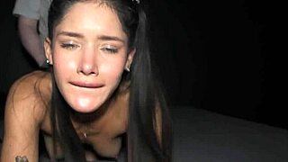 damn this petite latina takes big cock in bound threesome pushing her limits cowgirl doggy!