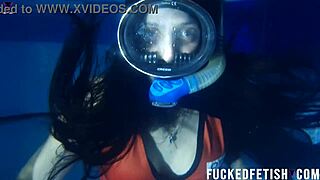 Helen Star Underwater Mask Dive Flaunts Skinny Latina Natural Tits Pool Tease