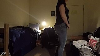 Busty milf gets caught on hidden cam while pleasuring herself voyeur style