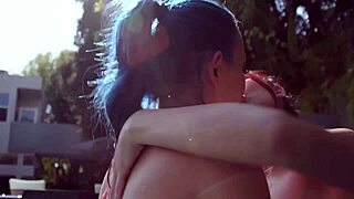 her tongue dives between legs eating young wet pussy