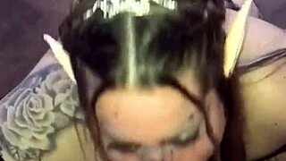 dulce blows deep on stud with huge natural tits