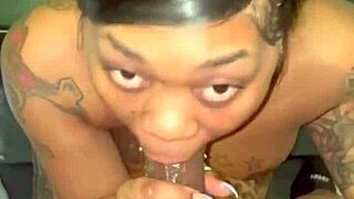 sneaky blowjob on massive black cock