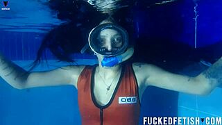 Helen Star Underwater Mask Dive Flaunts Skinny Latina Natural Tits Pool Tease
