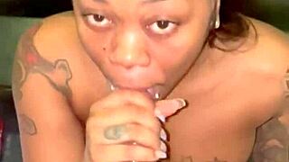 sneaky blowjob on massive black cock