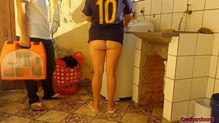 Married Housewife's Heart Races As She Fucks Tech With Dripping Pussy