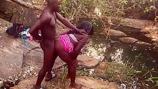 perfect boobs on that village girl, getting fucked rough by the stream...