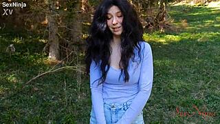 scared curvy influencer bends over takes big cock instead of forest bear