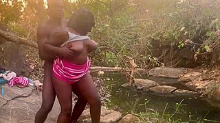 perfect boobs on that village girl, getting fucked rough by the stream...