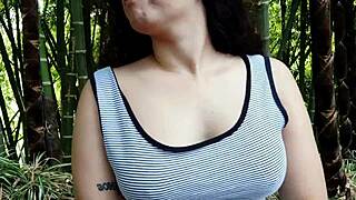 sexy 18 yo latina amateur flashes big natural tits ass squirts outdoors forest exhibitionist
