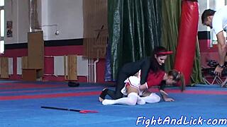 Lesbian Babes in Costumes Lick Ass and Pussy Passionately Dripping