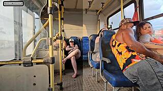 married woman teases stranger on bus then fucks his big cock hard