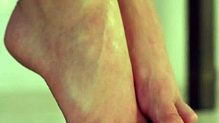 Dark Haired Horny Teen Gropes Natural Tits and Shaved Pussy Before Mirror Undress