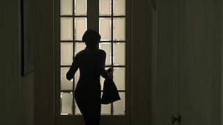 elegant thief selena strips hairy pussy teases big natural tits before cumshot