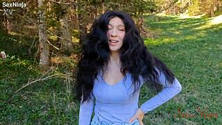 scared curvy influencer bends over takes big cock instead of forest bear