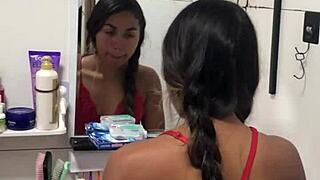 hot teen brunette sits on cock rides till i cum inside