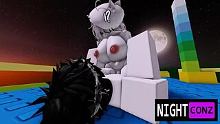 roblox slut sneaks eboy's thick cock for rough tits bouncing game night fuck