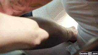 hey blake lovely big tits shemale hitchhikes flashing bareback ass-to-mouth cock ride