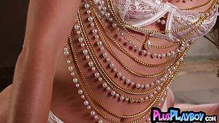 brunette milf bella donna strips lingerie rips clothes in passionate pose