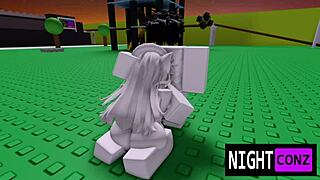 roblox slut sneaks eboy's thick cock for rough tits bouncing game night fuck