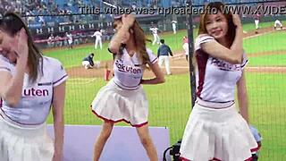 sexy baseball cheerleaders with perfect bodies dance and tease hard