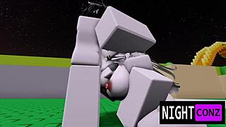 roblox slut sneaks eboy's thick cock for rough tits bouncing game night fuck