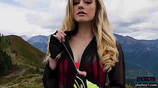 Petite Canadian Blonde MILF Strips Nude Outdoor Playboy Centerfold