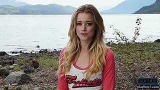 Petite Canadian Blonde MILF Strips Nude Outdoor Playboy Centerfold