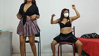 she comes home from school and starts dancing wildly around the house