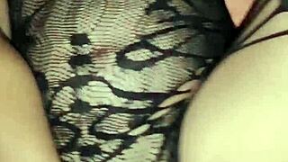 Slutty Filipina Tries First Anal in Fishnets with Huge Cum