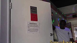 Petite black teen sucks jerks and fucks gloryhole cock