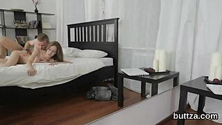 Who nails this perfect tight chick's asshole and honey pot hardest?