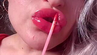 bimbo goddess in red lipgloss dominates webcam with financial fetish talk