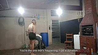 LUCKY DIRTY BEGGAR GETS COSTUMED LADY RIDING HIS COCK AFTER RECYCLING PLEA!