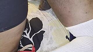 ebony wife femdom fucks husband asshole with huge dildo cum covered humiliation