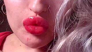 bimbo goddess in red lipgloss dominates webcam with financial fetish talk