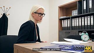 ever wonder how a slutty blonde cheater with glasses gets all holes filled in office casting?