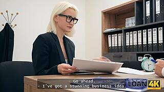 ever wonder how a slutty blonde cheater with glasses gets all holes filled in office casting?