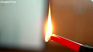Her heart races as hot wax punishes fit milf's wet pussy deeply