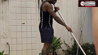 Agatha Mama And Luiza Ambiel Ride BBC Poolboy Cumshot.