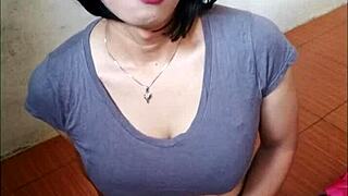 hey check this shemale assfucking herself on dildo