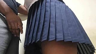 Watch this Brazilian student milf get creampied deep inside the crowded train