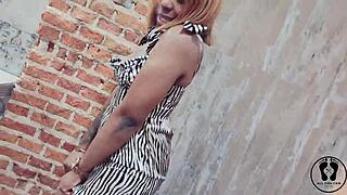 ebony stripper twerks big natural tits and ass in sexy club dress, homemade shaking