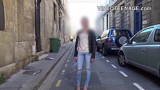 Skinny brunette teen 18+ fingers pussy and ass in first casting interview