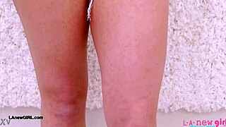 cute teen blonde model showing off her body in casting photoshoot