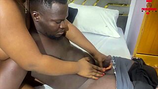 big ass ebony babe watches boss cum on her laps after rough doggystyle fuck subscribe now